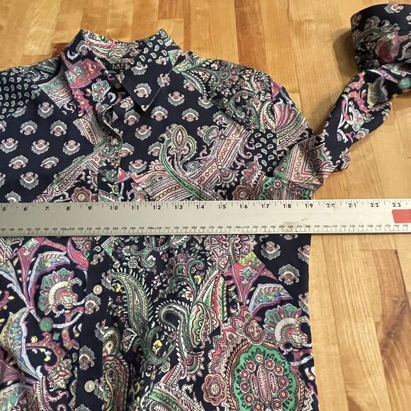 Lauren Ralph Lauren Top‎ Patchwork Paisley Button Down Shirt Sz Small EUC - Picture 7 of 13
